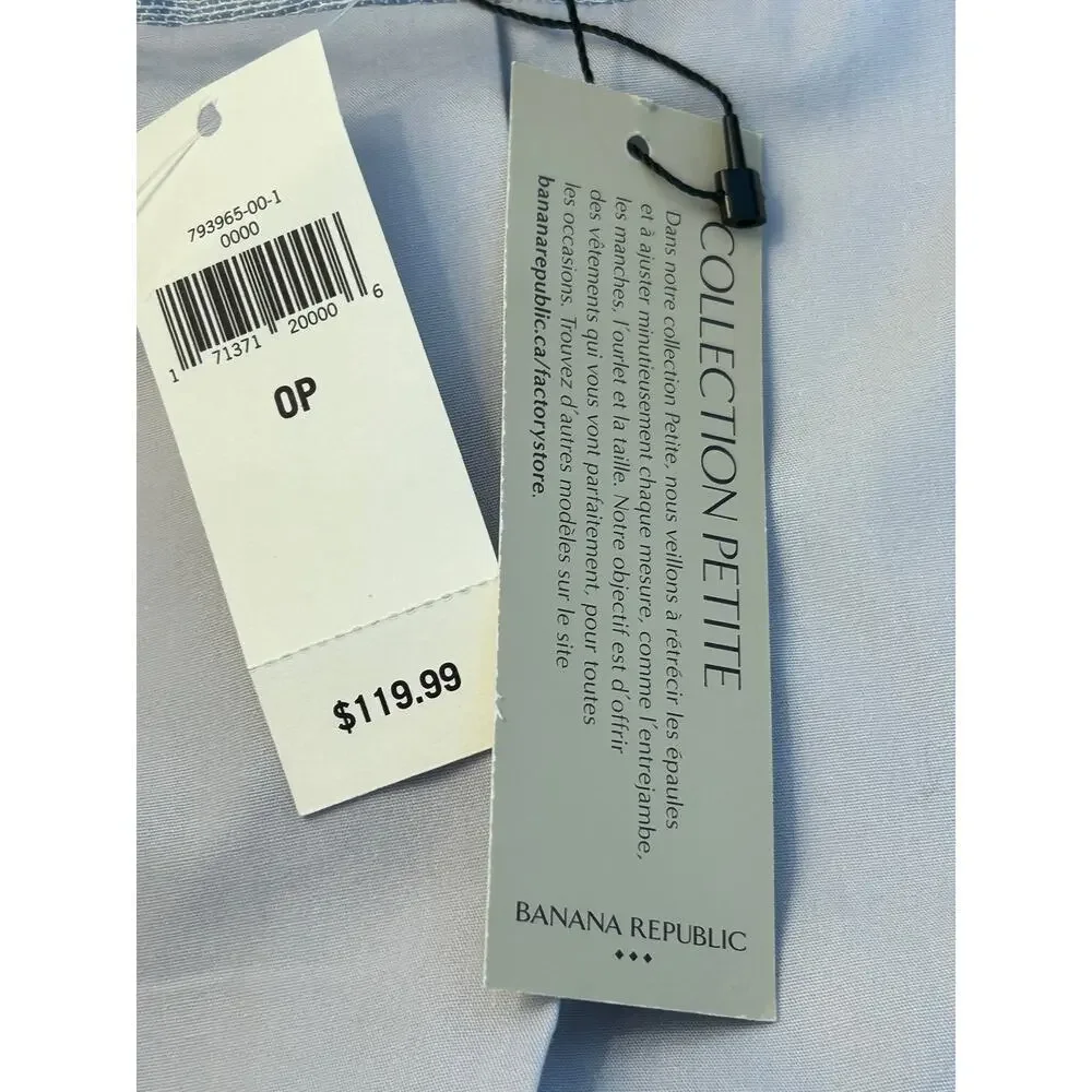 Banana Republic Factory Women's Linen Chambray Blue Blazer‎ Sz 0P NWTs